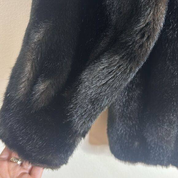 Vtg 70s grandella II ladies button up chocolate brown fur coat size 12 - Picture 12 of 15